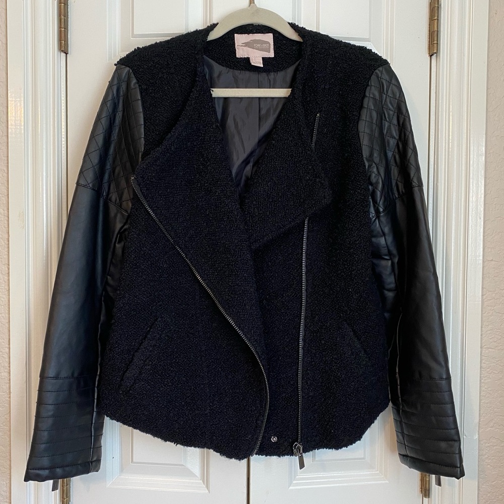 Black leather-like jacket